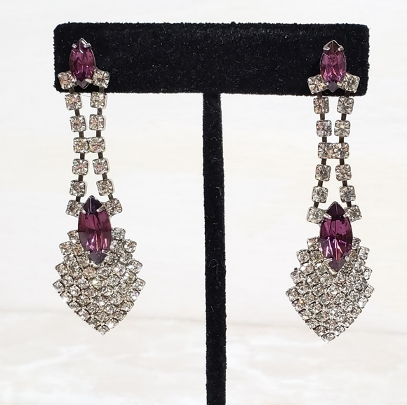 unknown Jewelry - Vintage 90's amethyst rhinestone earrings